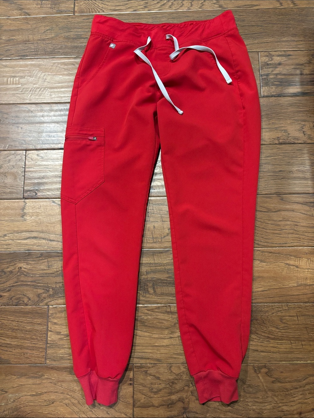 Figs Limited Edition Red Colorway Zamora Joggers Bluish Grey Drawstring